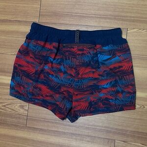 Athletic Red & Navy Patterned Men's Shorts